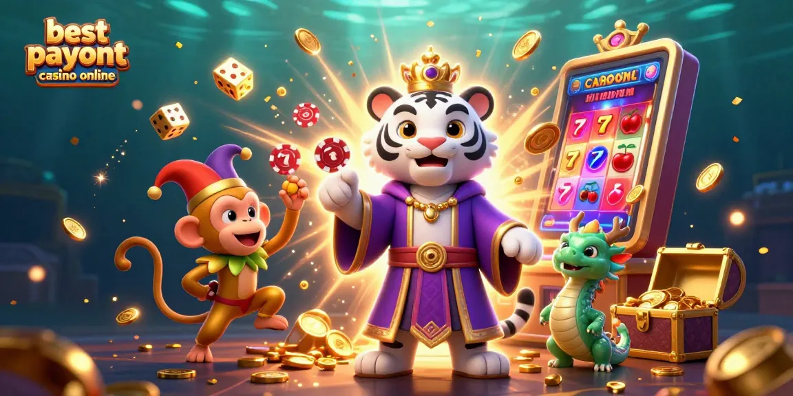 Experience the best payout casino online with a vibrant 3D illustration showcasing casino excitement.