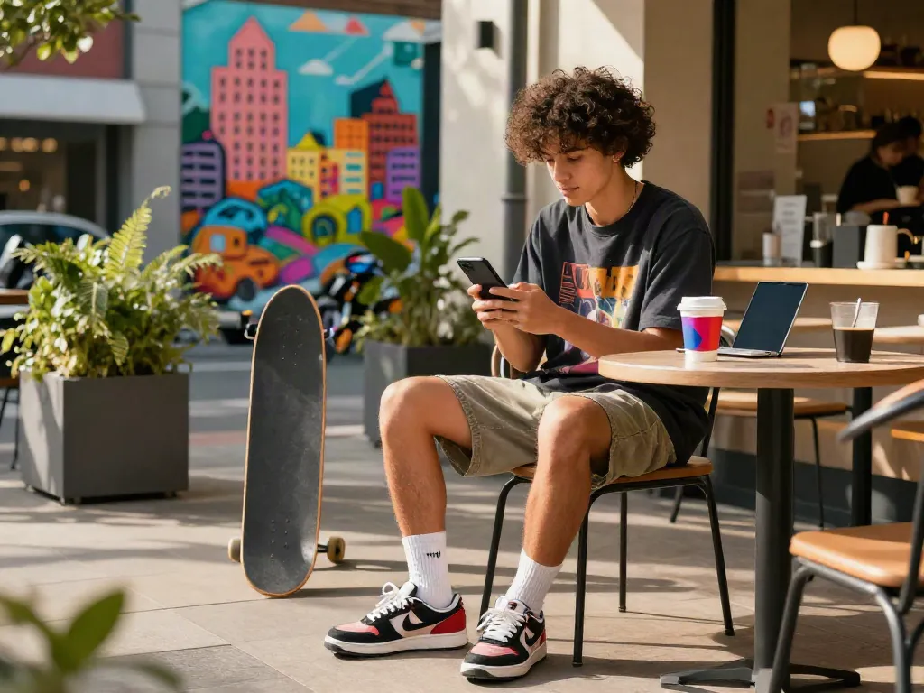 Dynamic urban lifestyle moment showcasing rokok88 shopping experience with style and confidence.