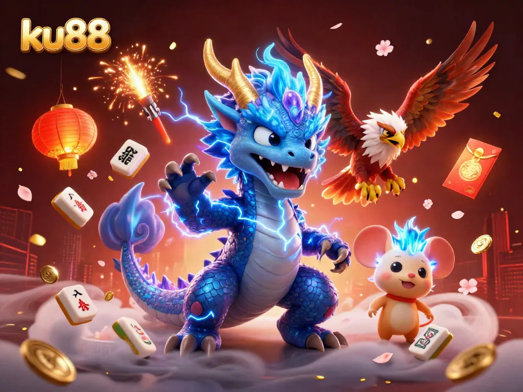 Experience the thrill of winning at ku88 with dynamic gaming elements and vibrant characters in a bustling casino scene.